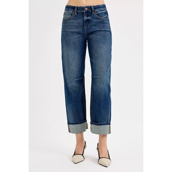 RISEN Slouchy Crop Barrel Cuffed Jeans - Picture 3 of 6